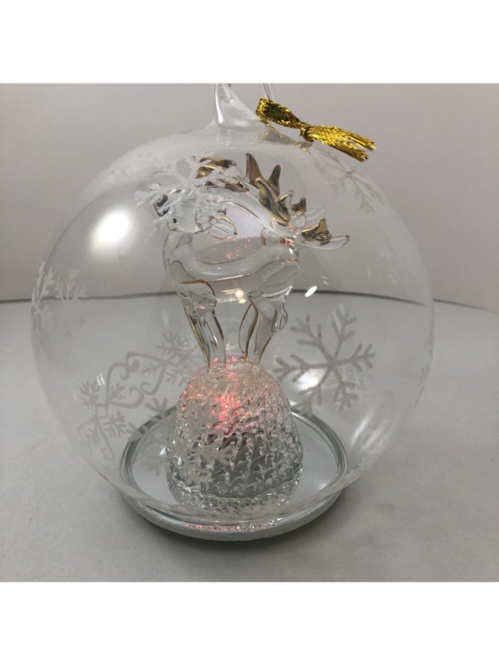 5" led glass ornament blown glass reindeer HSN discontinued Hard to Find - Picture 3 of 4